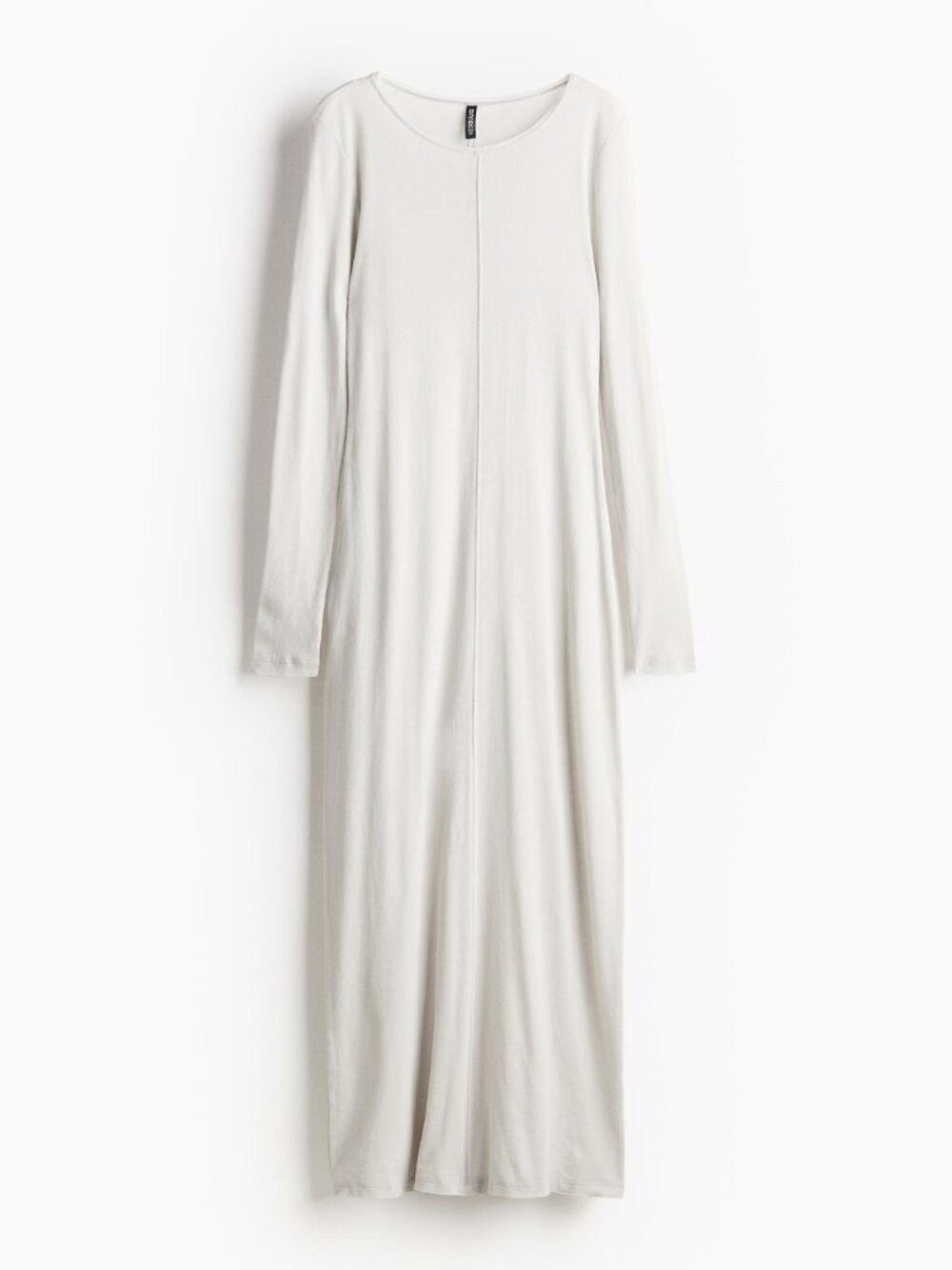 H&M Sheer Light Gray Long-Sleeve Midi Dress